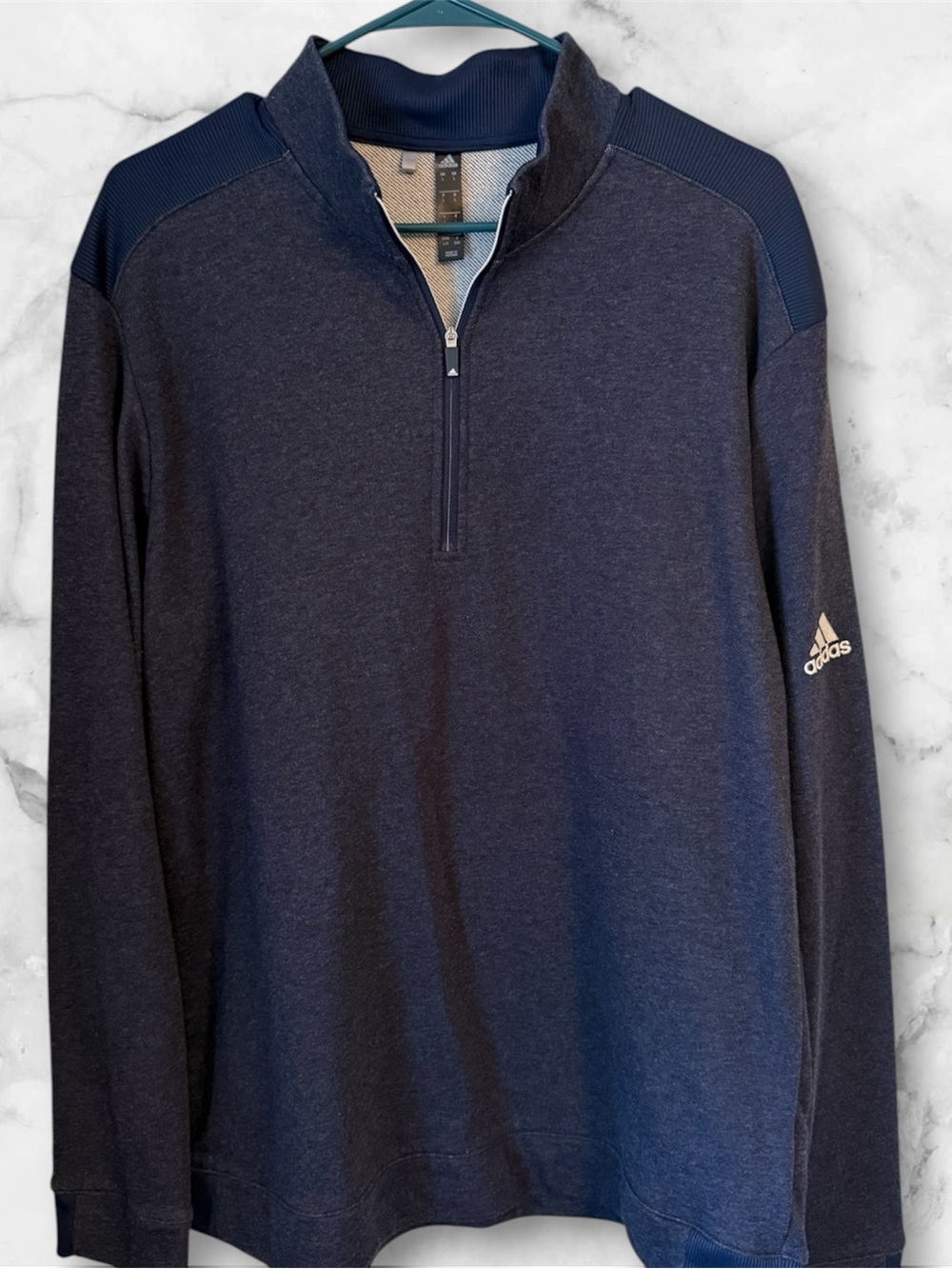 adidas Navy and Dark Blue Quarter-Zip Men's Sweater